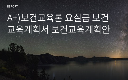 A+)보건교육론 요실금 보건교육계획서 보건교육계획안