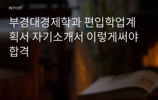 부경대경제학과 편입학업계획서 자기소개서 이렇게써야 합격