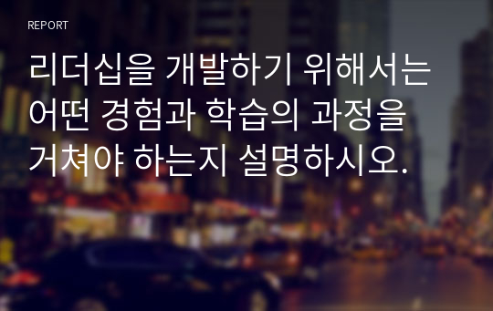 리더십을 개발하기 위해서는 어떤 경험과 학습의 과정을 거쳐야 하는지 설명하시오.