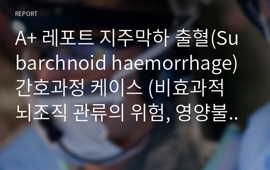 A+ 레포트 지주막하 출혈(Subarchnoid haemorrhage) 간호과정 케이스 (비효과적 뇌조직 관류의 위험, 영양불균형 위험성)