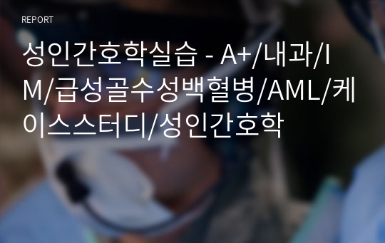 성인간호학실습 - A+/내과/IM/급성골수성백혈병/AML/케이스스터디/성인간호학