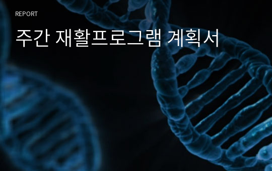 주간 재활프로그램 계획서