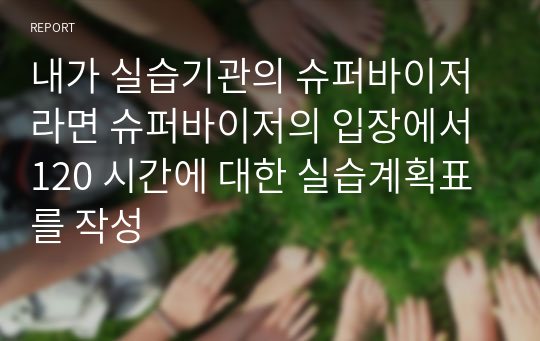 내가 실습기관의 슈퍼바이저라면 슈퍼바이저의 입장에서 120 시간에 대한 실습계획표를 작성