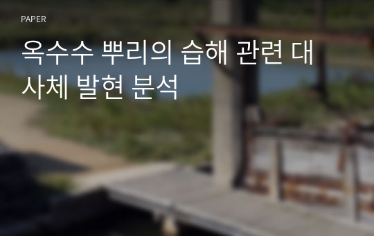 옥수수 뿌리의 습해 관련 대사체 발현 분석