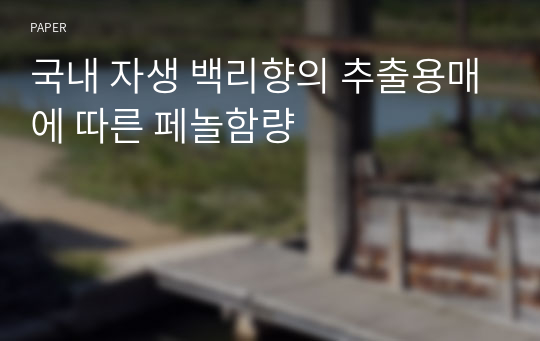 국내 자생 백리향의 추출용매에 따른 페놀함량