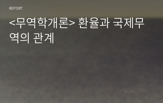 &lt;무역학개론&gt; 환율과 국제무역의 관계