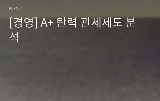 [경영] A+ 탄력 관세제도 분석