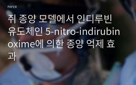 쥐 종양 모델에서 인디루빈 유도체인 5-nitro-indirubinoxime에 의한 종양 억제 효과