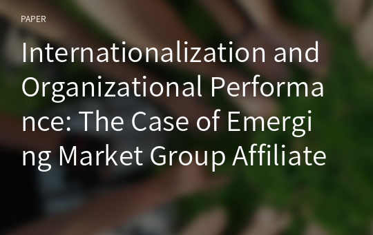 Internationalization and Organizational Performance: The Case of Emerging Market Group Affiliated Firms