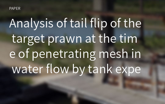 Analysis of tail flip of the target prawn at the time of penetrating mesh in water flow by tank experiments