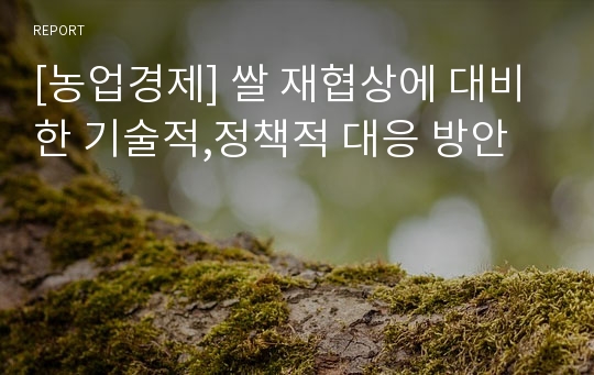 [농업경제] 쌀 재협상에 대비한 기술적,정책적 대응 방안