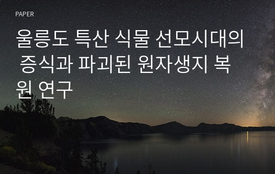 울릉도 특산 식물 선모시대의 증식과 파괴된 원자생지 복원 연구