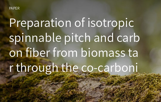 Preparation of isotropic spinnable pitch and carbon fiber from biomass tar through the co-carbonization with ethylene bottom oil