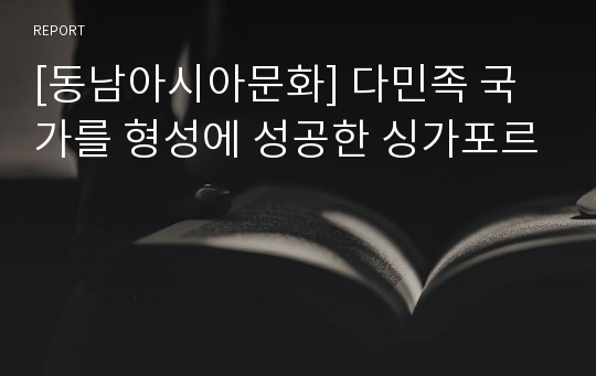 [동남아시아문화] 다민족 국가를 형성에 성공한 싱가포르