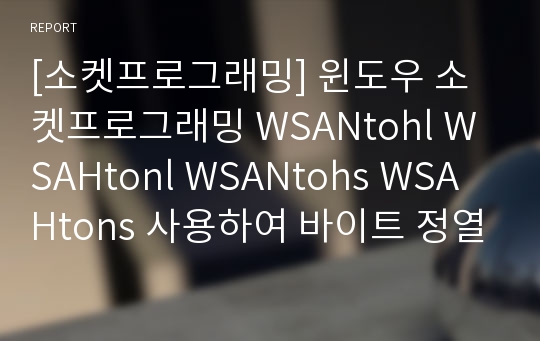 [소켓프로그래밍] 윈도우 소켓프로그래밍 WSANtohl WSAHtonl WSANtohs WSAHtons 사용하여 바이트 정열을 함수식을 바꾸어보기