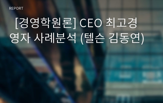   [경영학원론] CEO 최고경영자 사례분석 (텔슨 김동연)