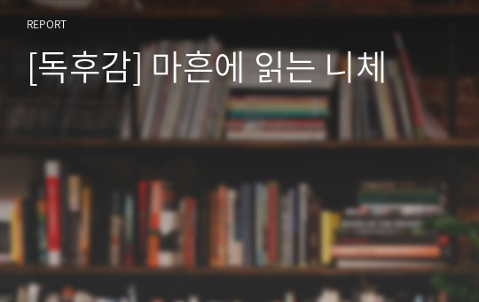 [독후감] 마흔에 읽는 니체