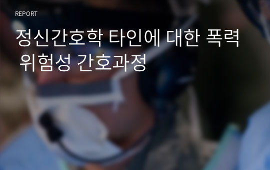 정신간호학 타인에 대한 폭력 위험성 간호과정