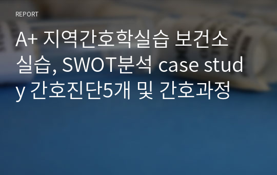 A+ 지역간호학실습 보건소 실습, SWOT분석 case study 간호진단5개 및 간호과정