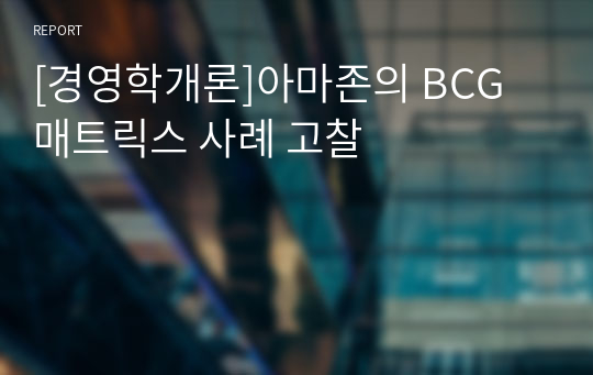 [경영학개론]아마존의 BCG 매트릭스 사례 고찰