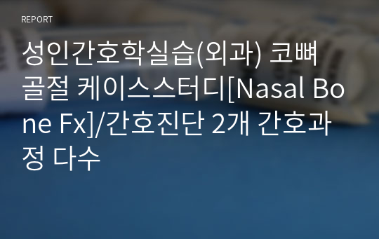 성인간호학실습(외과) 코뼈 골절 케이스스터디[Nasal Bone Fx]/간호진단 2개 간호과정 다수