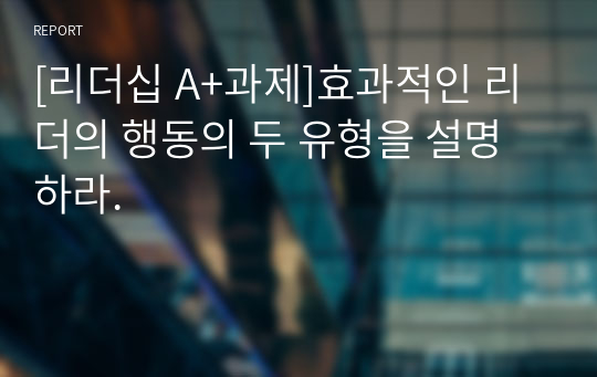 [리더십 A+과제]효과적인 리더의 행동의 두 유형을 설명하라.