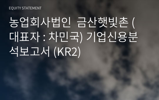 농업회사법인  금산햇빛촌 기업신용분석보고서 (KR2)