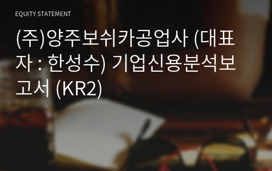 (주)양주보쉬카공업사 기업신용분석보고서 (KR2)