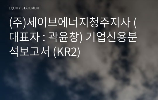 (주)세이브에너지청주지사 기업신용분석보고서 (KR2)