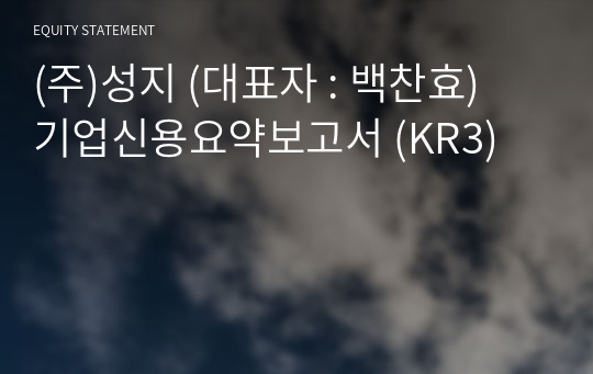 (주)성지 기업신용요약보고서 (KR3)