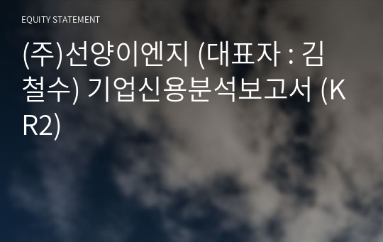 (주)선양이엔지 기업신용분석보고서 (KR2)