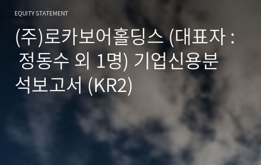 (주)로카보어홀딩스 기업신용분석보고서 (KR2)