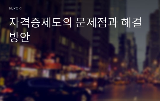 자격증제도의 문제점과 해결방안