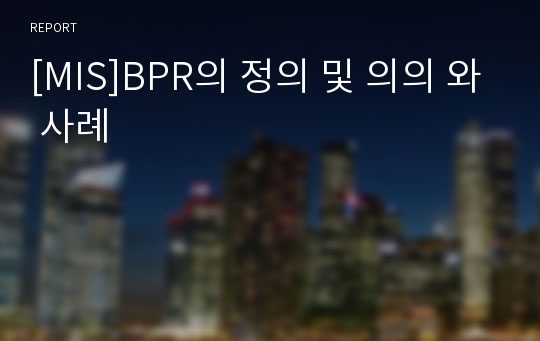 [MIS]BPR의 정의 및 의의 와 사례