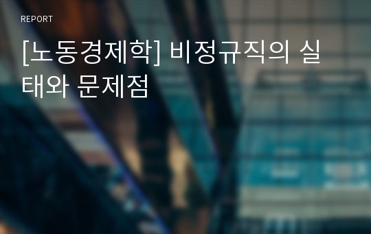 [노동경제학] 비정규직의 실태와 문제점