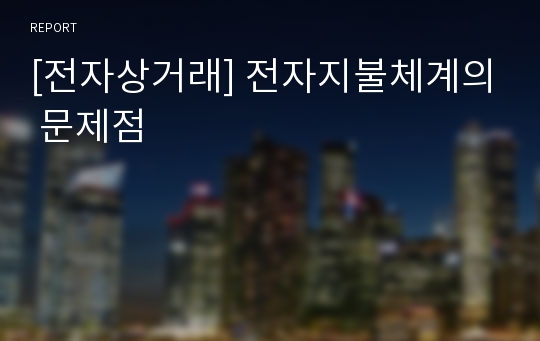 [전자상거래] 전자지불체계의 문제점