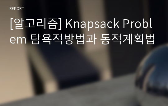 [알고리즘] Knapsack Problem 탐욕적방법과 동적계획법