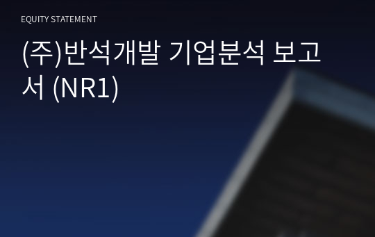 (주)반석개발 기업분석 보고서 (NR1)