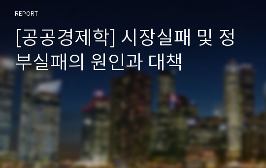 [공공경제학] 시장실패 및 정부실패의 원인과 대책