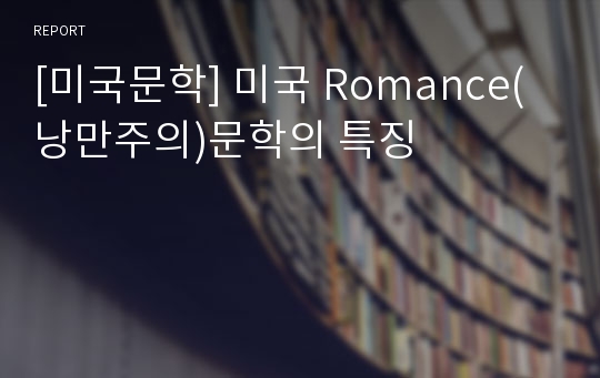 [미국문학] 미국 Romance(낭만주의)문학의 특징