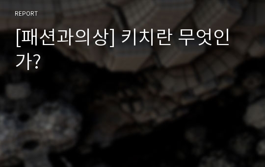 [패션과의상] 키치란 무엇인가?