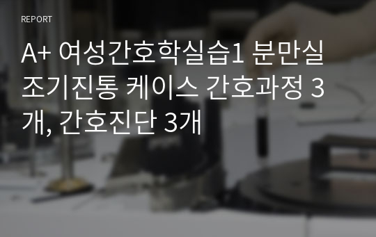 A+ 여성간호학실습1 분만실 조기진통 케이스 간호과정 3개, 간호진단 3개