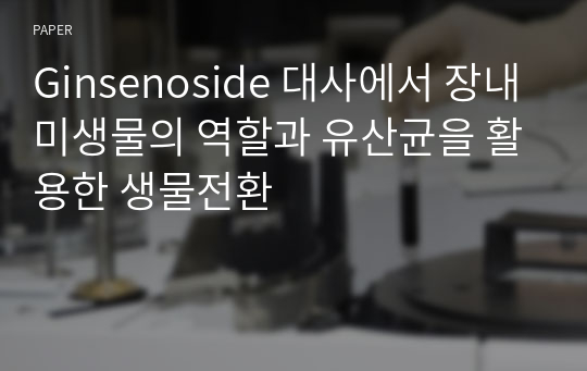 Ginsenoside 대사에서 장내미생물의 역할과 유산균을 활용한 생물전환