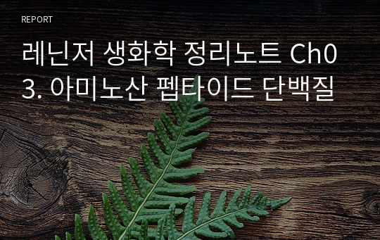 레닌저 생화학 정리노트 Ch03. 아미노산 펩타이드 단백질