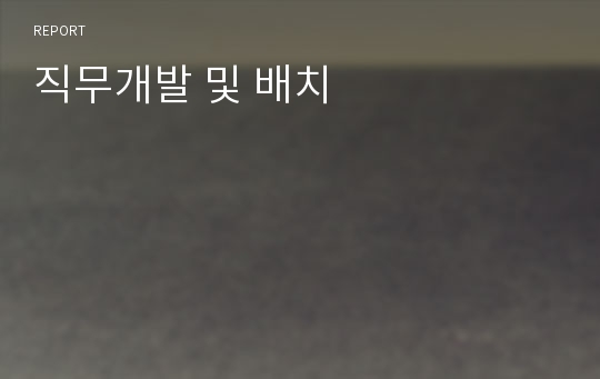 직무개발 및 배치