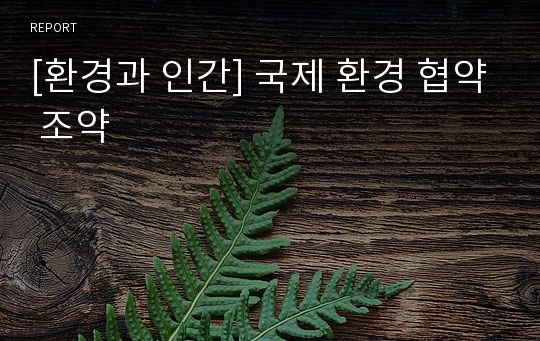 [환경과 인간] 국제 환경 협약 조약