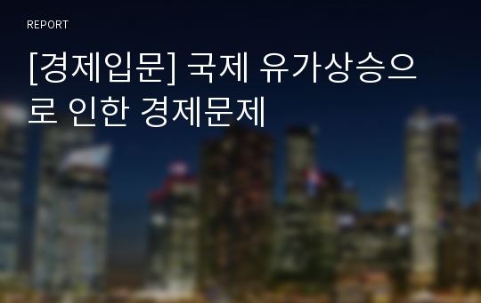 [경제입문] 국제 유가상승으로 인한 경제문제