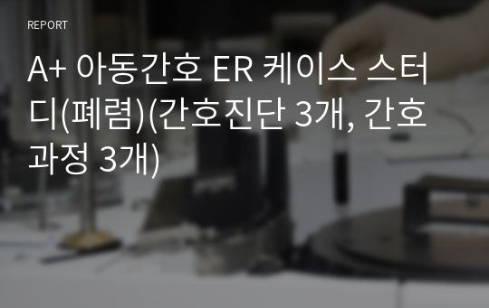 A+ 아동간호 ER 케이스 스터디(폐렴)(간호진단 3개, 간호과정 3개)