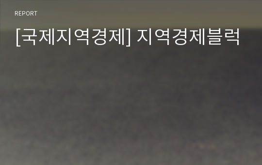 [국제지역경제] 지역경제블럭