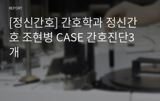 [정신간호] 간호학과 정신간호 조현병 CASE 간호진단3개